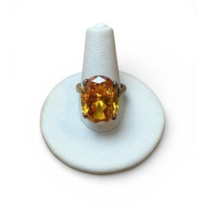 Elegant Sterling Silver Ring with Orange Gemstone